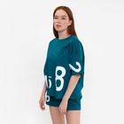 Комплект женский (футболка,шорты), цвет малахит, размер 48 - Фото 4
