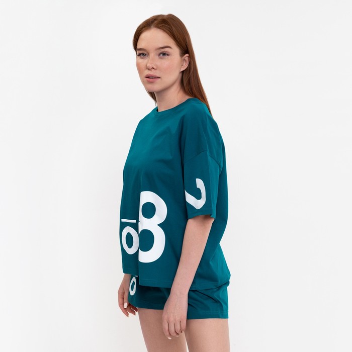 Комплект женский (футболка,шорты), цвет малахит, размер 50 48051
