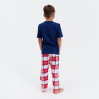 Пижама новогодняя детская: футболка, брюки, KAFTAN: Santa team, сине-красная, рост 122-128 см - Фото 4