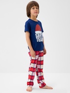 Пижама новогодняя детская: футболка, брюки, KAFTAN: Santa team, сине-красная, рост 122-128 см - Фото 5