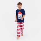 Пижама новогодняя детская: футболка, брюки, KAFTAN: Santa team, сине-красная, рост 134-140 см - Фото 5