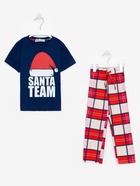Пижама новогодняя детская: футболка, брюки, KAFTAN: Santa team, сине-красная, рост 134-140 см - Фото 7