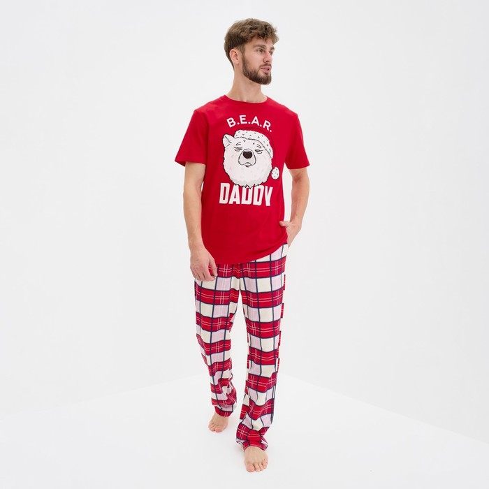 Пижама новогодняя мужская KAFTAN Bear, цвет красный, размер 48