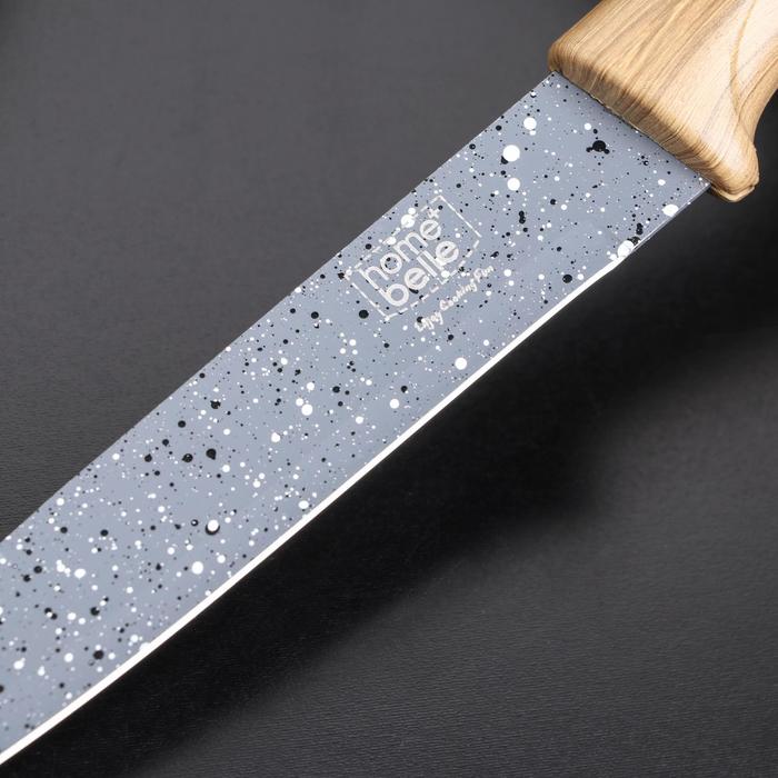 Нож с антиналипающим покрытием Доляна «Гранит», лезвие 13 см, цвет серо-коричневый - фото 1908606118