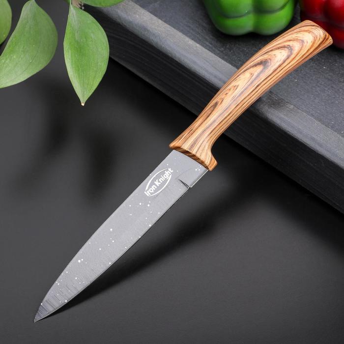 Нож кухонный с антиналипающим покрытием «Санктум», лезвие 12,5 см, цвет чёрно-коричневый - фото 1908606121