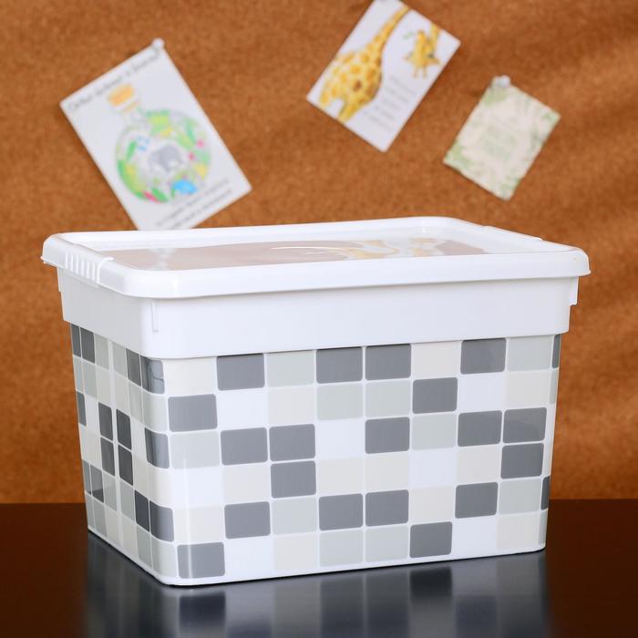 Контейнер для хранения с крышкой «Deco. Плитка», 5 л, 24,6×19,6×15,4 см, цвет белый - Фото 1