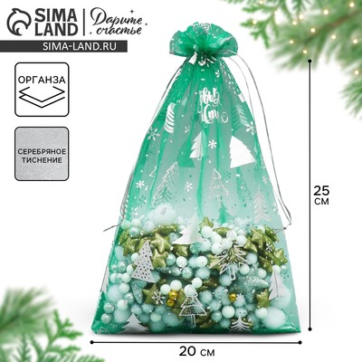 Мешочек подарочный новогодний органза «Исполнения желаний», 20×30 см ± 1.5 см
