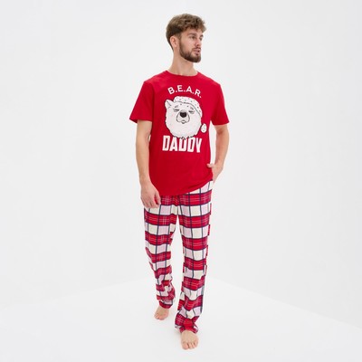 Пижама новогодняя мужская KAFTAN "Bear", цвет красный, размер 54