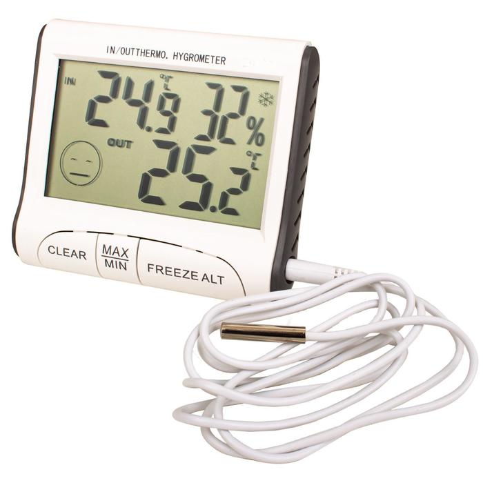 Термогигрометр, цифровой, с выносным датчиком - Фото 1