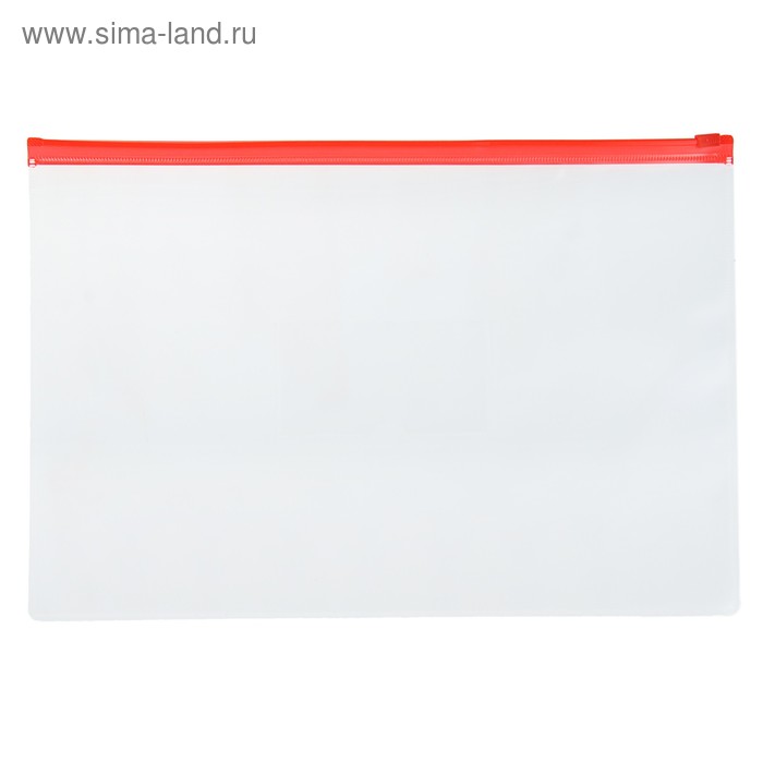 Папка-конверт на ZIP-молнии A4 150мкм, Бюрократ, красная - Фото 1