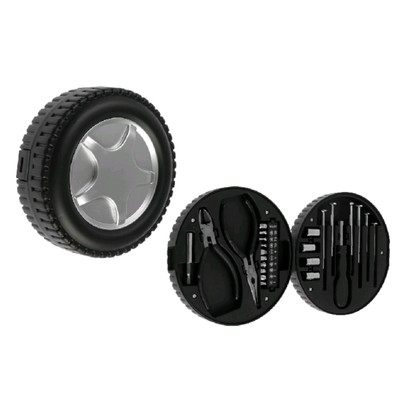 Набор инструментов ТУНДРА, подарочный пластиковый кейс «Колесо», 24 предмета