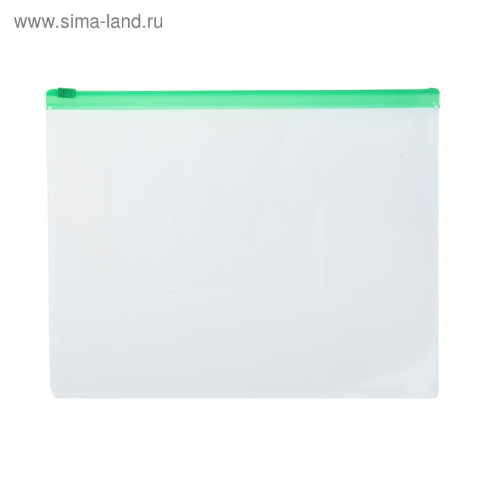 Папка-конверт на ZIP-молнии A5 150мкм, Бюрократ, зелёная - Фото 1