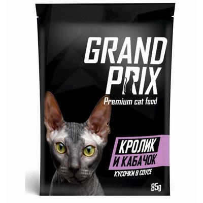 Влажный корм GRAND PRIX для кошек, кусочки в соусе кролик и кабачок, 85 г