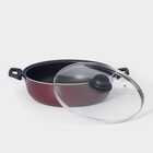 Жаровня «Эксперт», 3,5 л, d=26 см, стеклянная крышка, антипригарное покрытие, цвет бордовый - Фото 2