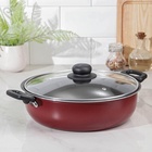 Жаровня «Эксперт», 3,5 л, d=26 см, стеклянная крышка, антипригарное покрытие, цвет бордовый - Фото 5