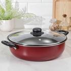 Жаровня-сковорода «Эксперт», 4 л, d=28 см, стеклянная крышка, антипригарное покрытие, цвет бордовый - Фото 1