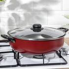 Жаровня-сковорода «Эксперт», 4 л, d=28 см, стеклянная крышка, антипригарное покрытие, цвет бордовый - Фото 4