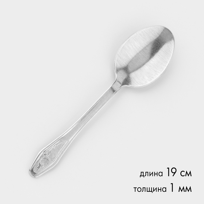 Ложка столовая, длина 19 см, толщина 1 мм, штампованные алюминий, серебристая - Фото 1