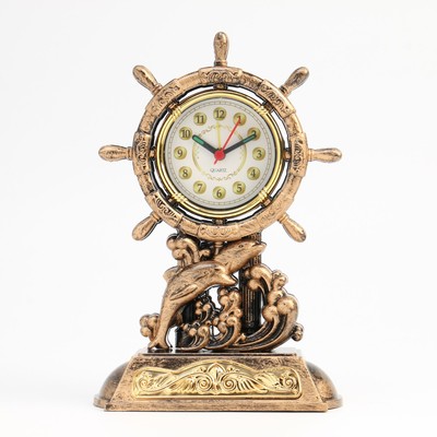 Часы - будильник настольные "Штурвал", дискретный ход, циферблат d-7 см, 15 х 22.5 см, АА