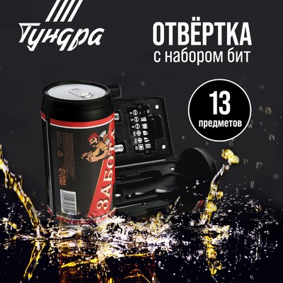 Набор инструментов ТУНДРА, подарочный пластиковый кейс «Банка», 13 предметов