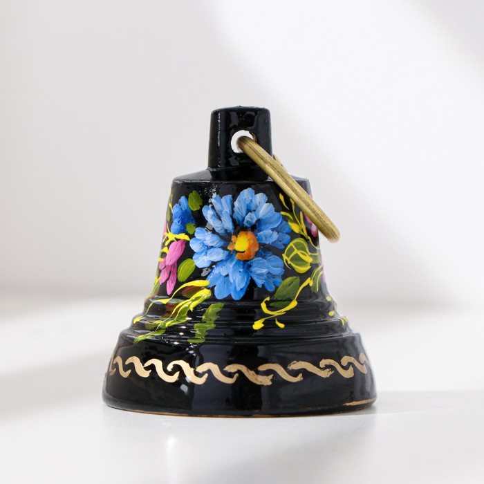 Колокольчик Валдайский "№2. Цветы", расписной, с ушком, d=35 мм - фото 1908606674