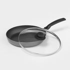 Сковорода Discovery, d=26 см, стеклянная крышка, съёмная ручка, антипригарное покрытие, алюминий, серая - Фото 2