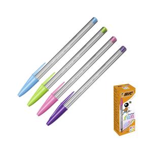 Ручка шариковая BIC Cristal Fun, узел 1.6 мм, широкое письмо, корпус микс 4 варианта, стержень ассорти интенсивная пастель, прозрачный корпус 5378909