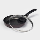 Сковорода «Альфа», d=20 см, съёмная ручка, стеклянная крышка, антипригарное покрытие, алюминий, бордовая - Фото 2