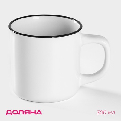 Кружка керамическая Доляна «Эмаль», 300 мл, белая