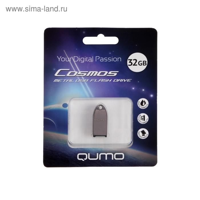 Флешка Qumo Cosmos, 32 Гб, USB2.0, чт до 25 Мб/с, зап до 15 Мб/с, корпус металл, черная - Фото 1