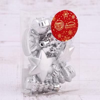 Набор украшений пластик 8 шт "Новогодний микс" (2 звезды, 2 Снеговика, 2 ёлки, 2 коня)