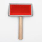 Пуходёрка большая Wood,12×19 см, широкая, без капель, длинная деревянная ручка - Фото 2