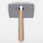 Пуходёрка большая Wood,12×19 см, широкая, без капель, длинная деревянная ручка - Фото 3