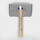 Пуходерка Wood большая широкая с каплями, 12×19 см, длинная деревянная ручка - Фото 3