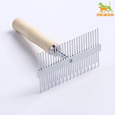 Расческа перпендикулярная Wood двухсторонняя, деревянная ручка