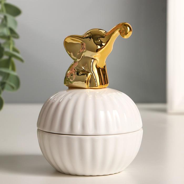 Шкатулка керамика "Золотой слонёнок" 11,3х8х8 см - Фото 1