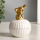 Шкатулка керамика "Золотой слонёнок" 11,3х8х8 см - Фото 3