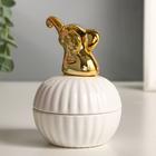 Шкатулка керамика "Золотой слонёнок" 11,3х8х8 см - Фото 4