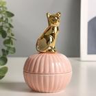 Шкатулка керамика "Золотой котёнок" 12,5х8х8 см - Фото 2