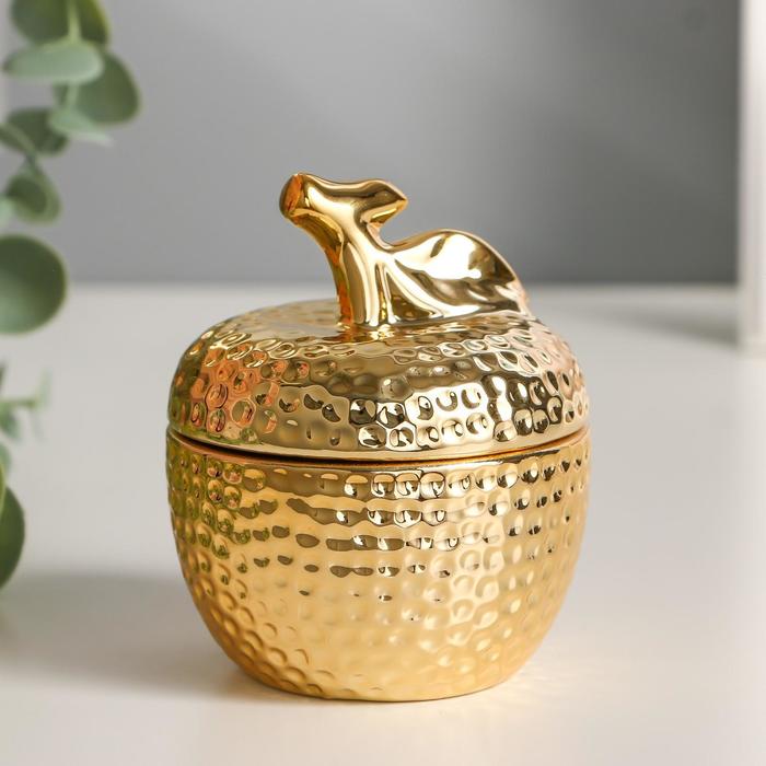 Шкатулка керамика "Золотое яблочко" 8,5х7х7 см - Фото 1