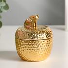 Шкатулка керамика "Золотое яблочко" 8,5х7х7 см - Фото 4