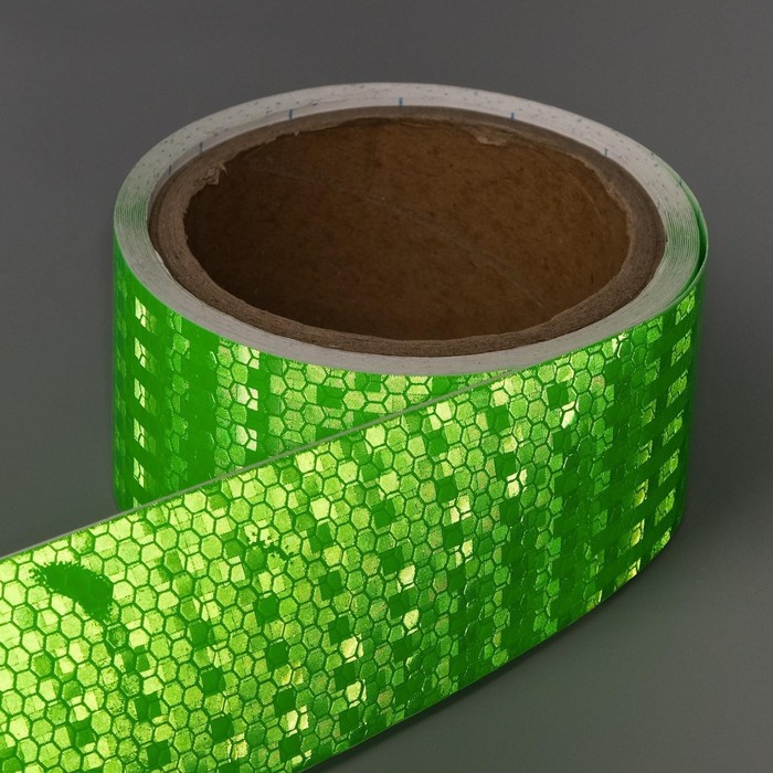 Светоотражающая лента, самоклеящаяся, зеленая, 5 см х 5 м - Фото 1