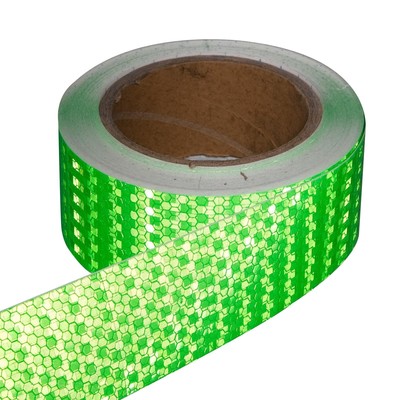 Светоотражающая лента, самоклеящаяся, зеленая, 5 см × 15 м
