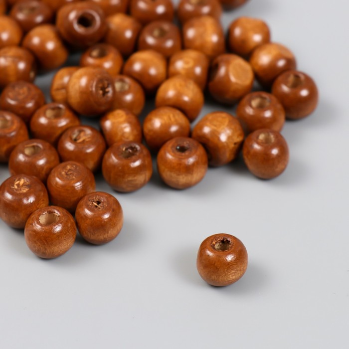 Бусины деревянные "Астра" круглые, 10 мм, 50 гр, коричневый - Фото 1