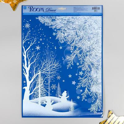 Статическая наклейка для окон и зеркал Room Decor «Зимний пейзаж лесной», 26.5×40 см