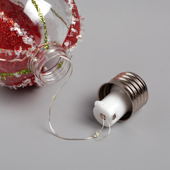 Набор ёлочных шаров «Шары с блёстками» 3 шт., батарейки, 5 LED, свечение белое - фото 1877650563