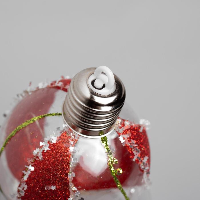 Набор ёлочных шаров «Шары с блёстками» 3 шт., батарейки, 5 LED, свечение белое - фото 1896876695