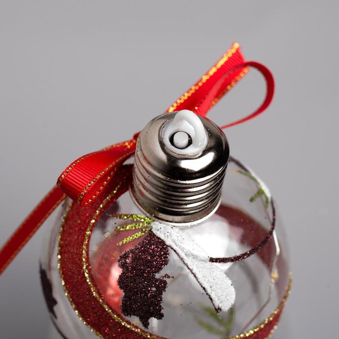 Набор ёлочных шаров «Шары с еловыми шишками» 3 шт., батарейки, 5 LED, свечение тёплое белое - фото 1877650567