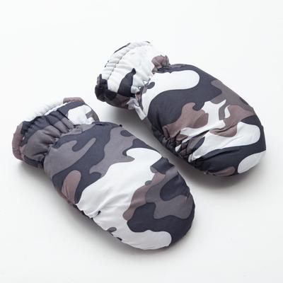 Варежки зимние детские MINAKU «Хаки», чёрный, размер 15-16 (17×7 см)