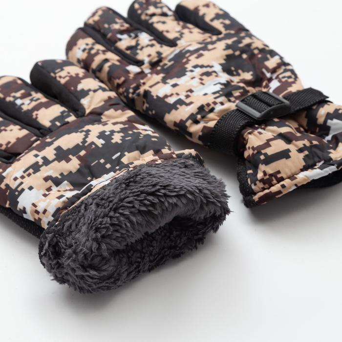 Перчатки зимние мужские MINAKU "Хаки", цв.бежевый, р-р 8 (25 см) - фото 1877650577